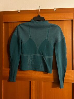 Fabletics Teal Mock-Neck Long Sleeve Top